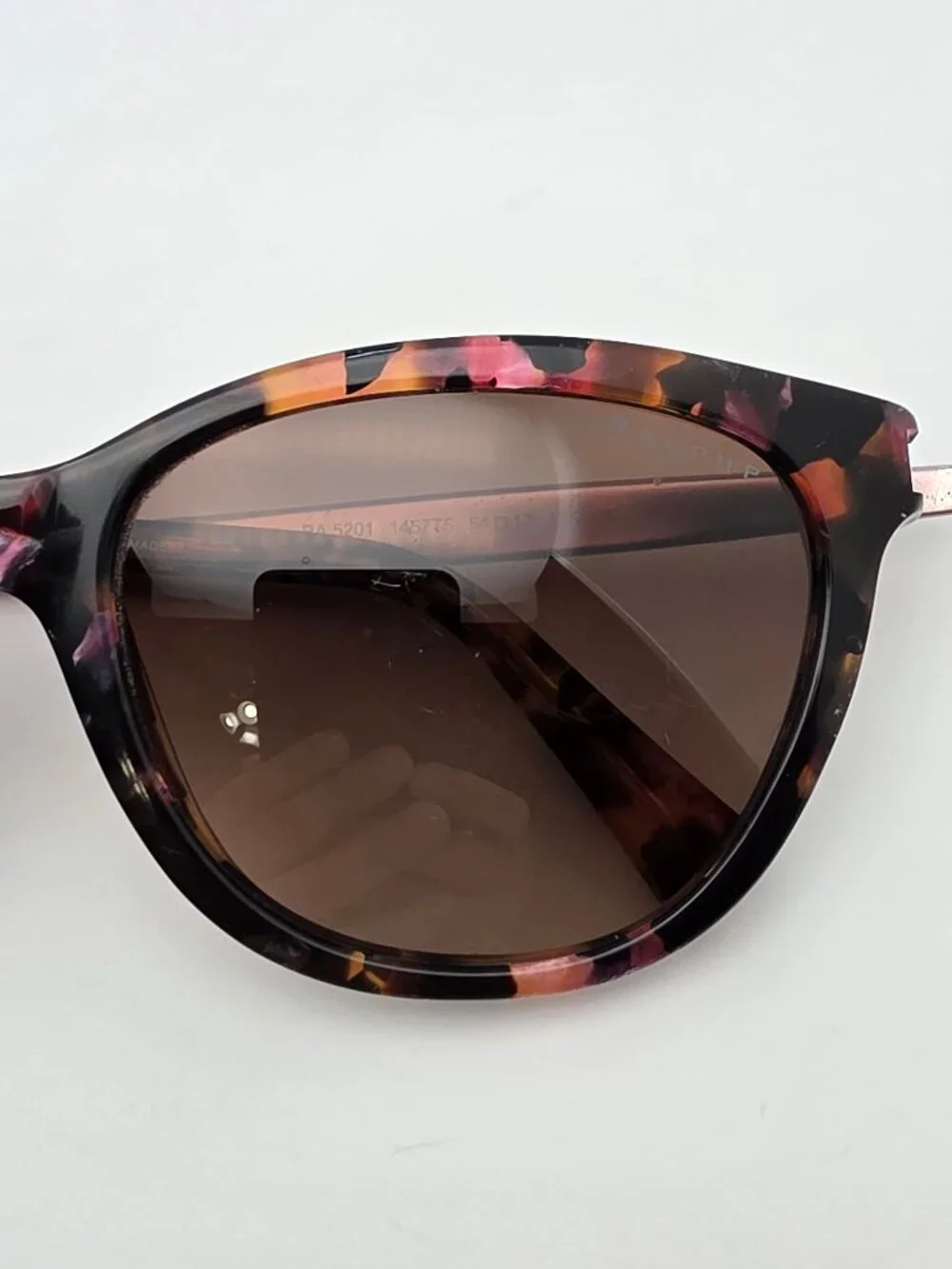 Ralph Lauren RA5201 1457T5 Pink Marble Frame Polarized Brown Cat Eye Sunglasses